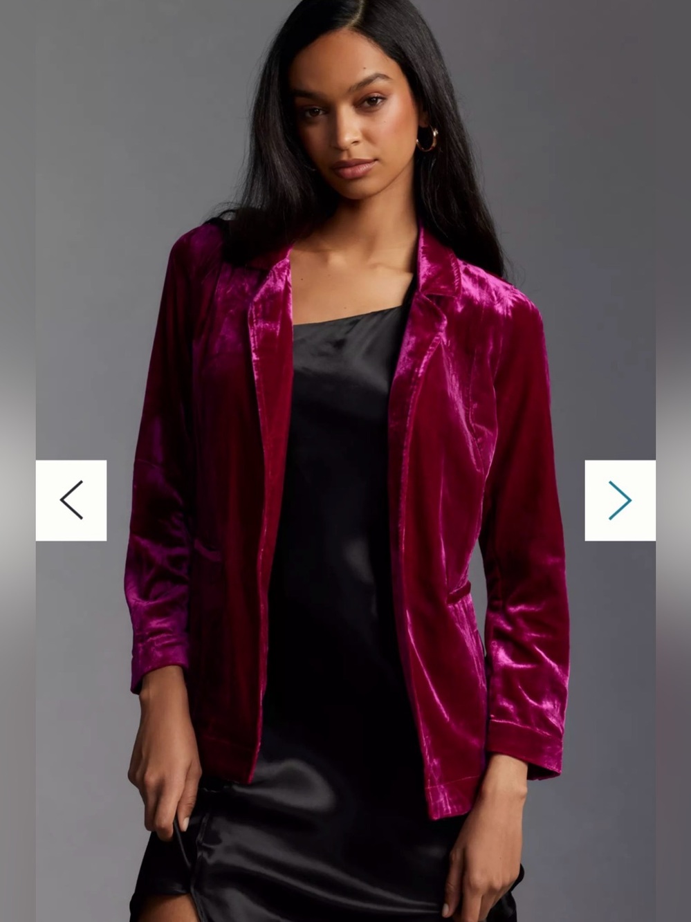 By Anthropologie Velvet Tulip-Hem Blazer Fuchsia Size XL